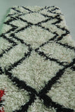 Small Moroccan Berber Rug - 2 x 5.2 ft | Black & White with Colorful Accents