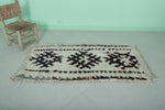 Authentic Moroccan Berber Rug - 2.7 x 5 ft | Ivory with Dark Tribal Patterns