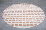 Round Moroccan Wool Rug – Beige and White Checkered (6 ft)