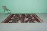 Handwoven Moroccan Rug 5.3 x 9.1 FT – Red & Cream Striped Design