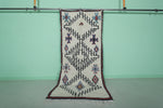 Authentic Moroccan Berber Rug - Geometric Handmade Wool Carpet 3.3 FT X 7.3 FT