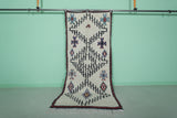 Authentic Moroccan Berber Rug - Geometric Handmade Wool Carpet 3.3 FT X 7.3 FT