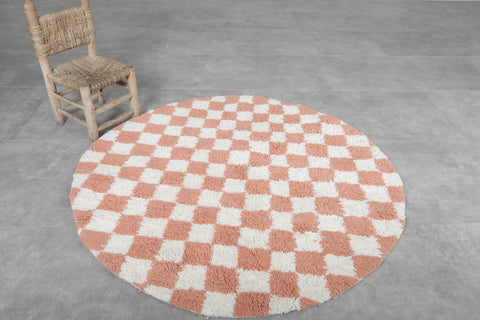 Checkered Moroccan Rug – Handmade Round Rug