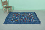 Handmade Moroccan Rug in Blue – 3.2 FT x 4.7 FT | Traditional Berber Design