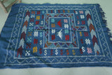 Handmade Moroccan Rug in Blue – 3.2 FT x 4.7 FT | Traditional Berber Design