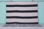 Large Moroccan Rug – Bold Black and Ivory Striped Design | 9.9 FT x 12 FT