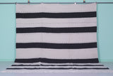 Large Moroccan Rug – Bold Black and Ivory Striped Design | 9.9 FT x 12 FT