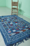 Handmade Moroccan Rug in Blue – 3.2 FT x 4.7 FT | Traditional Berber Design