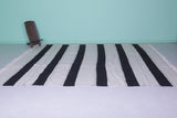 Large Moroccan Rug – Bold Black and Ivory Striped Design | 9.9 FT x 12 FT