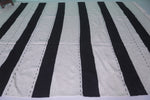 Large Moroccan Rug – Bold Black and Ivory Striped Design | 9.9 FT x 12 FT