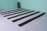 Large Moroccan Rug – Bold Black and Ivory Striped Design | 9.9 FT x 12 FT