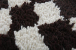 Round Dark Brown and White Checkered Moroccan Wool Rug - 5 ft