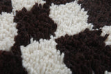 Round Dark Brown and White Checkered Moroccan Wool Rug - 5 ft
