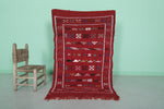 Handcrafted Red Moroccan Rug – 3.1 FT x 5.1 FT | Authentic Berber Patterns