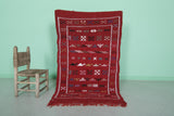 Handcrafted Red Moroccan Rug – 3.1 FT x 5.1 FT | Authentic Berber Patterns