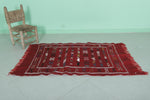 Handcrafted Red Moroccan Rug – 3.1 FT x 5.1 FT | Authentic Berber Patterns