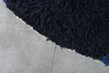 Bold Round Moroccan Wool Rug - 5.1 ft in Blue & Black Modern Design