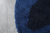 Bold Round Moroccan Wool Rug - 5.1 ft in Blue & Black Modern Design