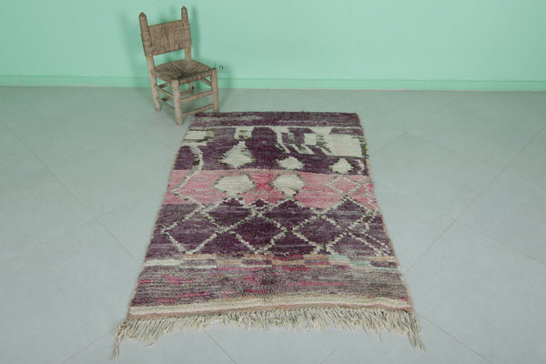 Handmade Moroccan rug - 3.5 x 5.3 Feet | Unique purple and pink design