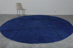 Handcrafted Round Moroccan Rug - 10.7 Ft, Bold Blue