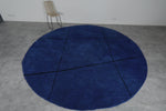 Handcrafted Round Moroccan Rug - 10.7 Ft, Bold Blue