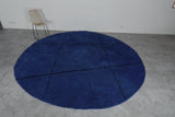 Handcrafted Round Moroccan Rug - 10.7 Ft, Bold Blue