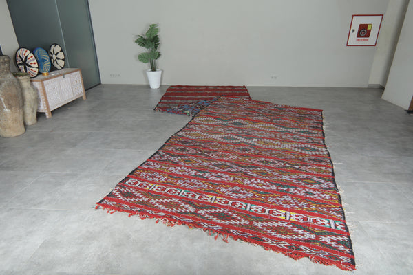 Long runner Moroccan rug with geometric design - 6.7 ft x 26.8 ft
