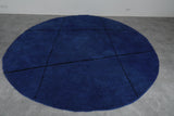 Handcrafted Round Moroccan Rug - 10.7 Ft, Bold Blue