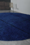 Handcrafted Round Moroccan Rug - 10.7 Ft, Bold Blue