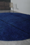 Handcrafted Round Moroccan Rug - 10.7 Ft, Bold Blue