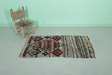 Vintage Handmade Moroccan Runner Rug 2.4 FT X 4.7 FT | Tribal Boho Design