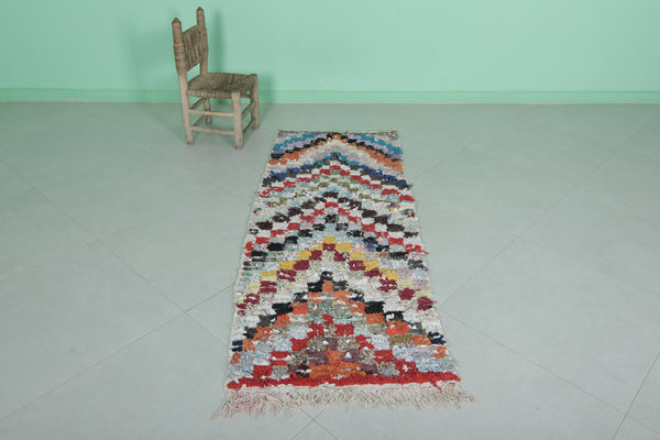 Colorful Moroccan runner rug – 2.3 x 5.9 FT | Handwoven wool accent rug