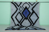 8.1 x 10.1 ft Moroccan Beni Ourain Rug – Blue & Black Geometric Wool Rug