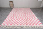 Large Pink & White Checkered Moroccan Berber Rug | 8.2 x 11.2 ft