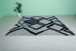 8.1 x 10.1 ft Moroccan Beni Ourain Rug – Blue & Black Geometric Wool Rug