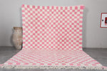 Large Pink & White Checkered Moroccan Berber Rug | 8.2 x 11.2 ft