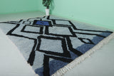 8.1 x 10.1 ft Moroccan Beni Ourain Rug – Blue & Black Geometric Wool Rug