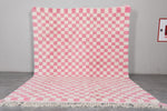 Large Pink & White Checkered Moroccan Berber Rug | 8.2 x 11.2 ft