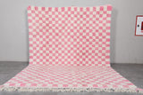 Large Pink & White Checkered Moroccan Berber Rug | 8.2 x 11.2 ft