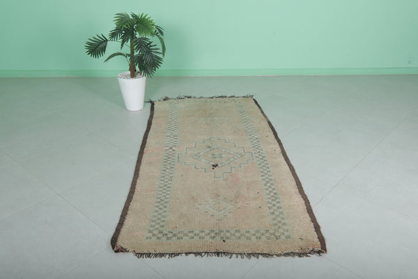 Old handmade Moroccan rug | 3.5 FT × 6.8 FT