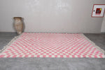 Large Pink & White Checkered Moroccan Berber Rug | 8.2 x 11.2 ft