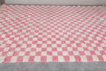 Large Pink & White Checkered Moroccan Berber Rug | 8.2 x 11.2 ft