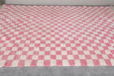 Large Pink & White Checkered Moroccan Berber Rug | 8.2 x 11.2 ft