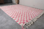 Large Pink & White Checkered Moroccan Berber Rug | 8.2 x 11.2 ft