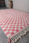Large Pink & White Checkered Moroccan Berber Rug | 8.2 x 11.2 ft