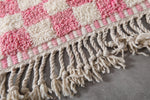 Large Pink & White Checkered Moroccan Berber Rug | 8.2 x 11.2 ft