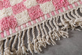 Large Pink & White Checkered Moroccan Berber Rug | 8.2 x 11.2 ft
