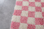 Large Pink & White Checkered Moroccan Berber Rug | 8.2 x 11.2 ft