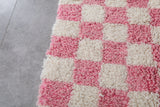 Large Pink & White Checkered Moroccan Berber Rug | 8.2 x 11.2 ft