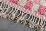 Large Pink & White Checkered Moroccan Berber Rug | 8.2 x 11.2 ft